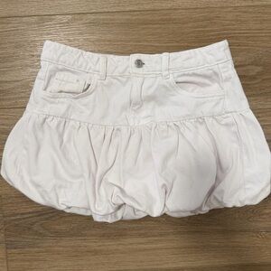 Zara white denim mini bubble skirt